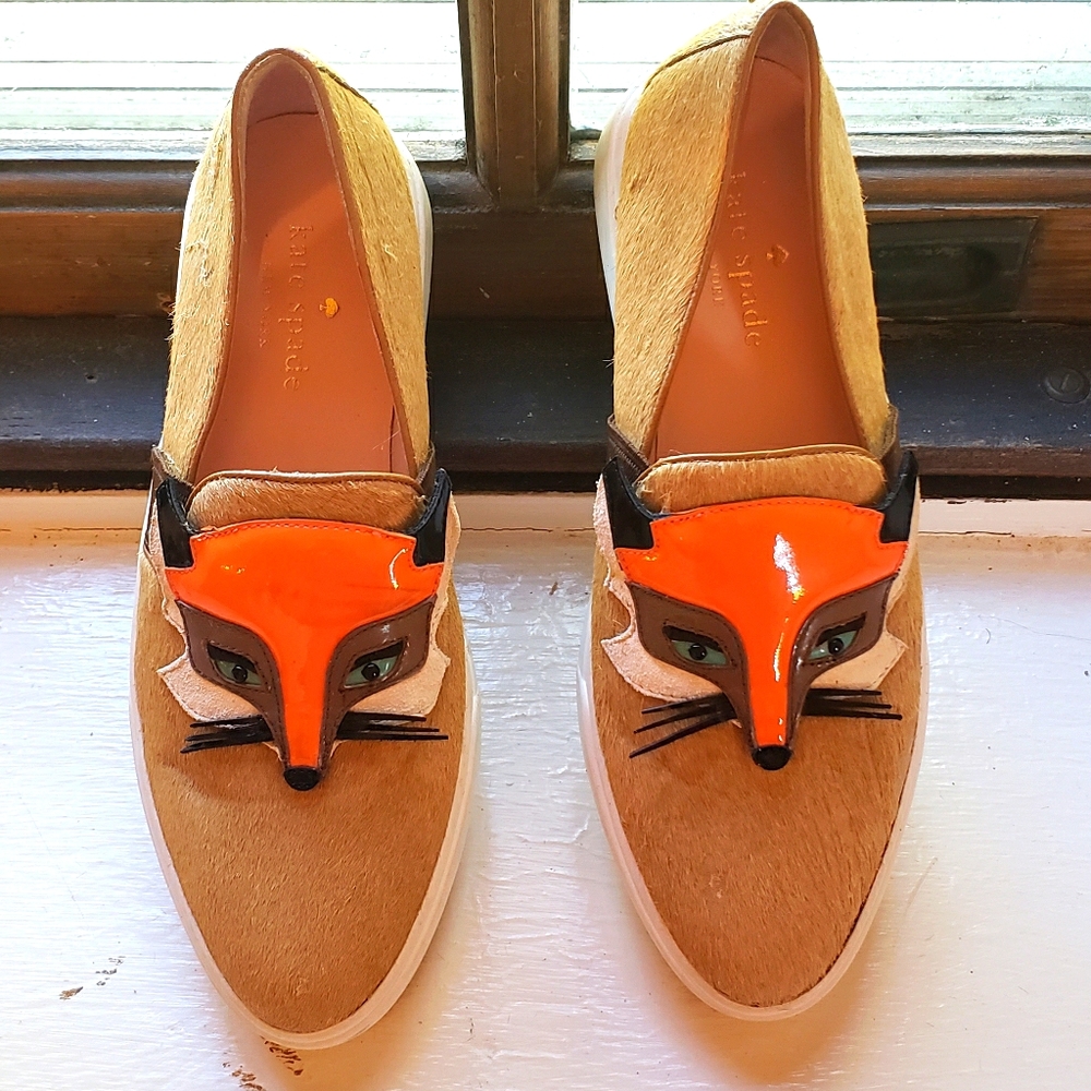 KATE SPADE ERIKA FOX REAL FUR LOAFERS
